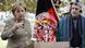 Chancellor Angela Merkel, left, talks during a joint press conference with Afghan President Hamid Karzai